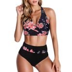 Kanpola Shape Bikini Kadın Push Up Mayo İki Parçalı Renk Geçişli Boyundan Bağlı Bikini Üstü Yüksek Bel Göbek Kapalı Mayo Bikini Altı Mayo Plaj Modası, Kırmızı, 3XL