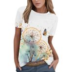Kanpola Shirts Kadın Yaz Renkli Çiçek Baskılı Tişört Tişört Üst Giyim Bisiklet Yaka Kısa Kollu Tunik Bluz Genç Kız Spor Tişörtü Casual Loose Fit Kadın Bluz Tişört Yaz Üst, Beyaz-A, XL