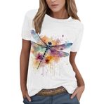 Kanpola Shirts Kadın Yaz Renkli Çiçek Baskılı Tişört Tişört Üst Giyim Bisiklet Yaka Kısa Kollu Tunik Bluz Genç Kız Spor Tişörtü Casual Loose Fit Kadın Bluz Tişört Yaz Üst, Mavi-c, S