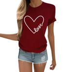 Kanpola Shirts kadın yazlık büyük beden gündelik baskılı tişört, yuvarlak yaka, bluz, tunik, yazlık, boş zaman, kısa kollu, plaj üst giyim, genç kız spor tişörtü, şık yazlık tişört, Şarap, XXL