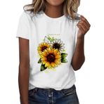 Kanpola Shirts kadın yazlık yuvarlak yaka büyük beden üst parça renkli çiçek baskılı tişört tişört kısa kollu yazlık üst giyim basic tunik üst giyim gündelik bol kesim gömlek bluz kadın bluz, Beyaz-5,