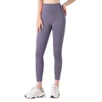 Kanpola Spor Tayt Kadın Yüksek Bel Opak Spor Pantolonu Push Up Yoga Pantolonu Karın Giderici Koşu Pantolonu Vücut Şekillendirici Tayt Slim Fit Fitness Pantolonu Antrenman Taytı, Lila-a, L