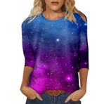 Kanpola Spor Tişört Kadın Bol Baskılı Sweatshirt Rahat Uzun Kollu Kazak Yuvarlak Yaka İlkbahar Yaz Tunik Bluz Üst Güzel Tişört Üst Giyim, Koyu mavi, XXL