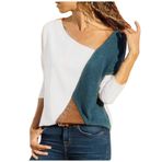 Kanpola Sweatshirt Kadın Renk Bluz Uzun Kollu Tişört Gündelik V Yaka Tunik Bluz İlkbahar Yaz Üst Giyim Genç Kız Tişört Moda Bol Gömlek Bluz, Beyaz, 5XL