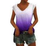 Kanpola T-Shirt Kadın Yaz Gömlek Bluz Kadın Zarif Kolsuz Tişört Günlük Tişört Beyaz Üst Parça Kanat Kollu Kadın Siyah Kıyafet Yaz Gri Gömlek, Lila-b, XL