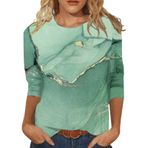 Kanpola tişört, kadın, yazlık, boş zaman, kısa kollu, plaj üst giyim, moda, renkli, baskılı, tunik bluz, genç kız spor tişörtü, bol gömlek, şık yazlık tişört, yazlık üst giyim, Yeşil-c, XXL
