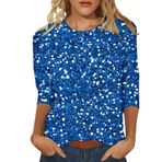 Kanpola üst giyim, kadın, yazlık bluz, tunik, 3D baskılı, kısa kollu, yuvarlak yaka, bol tunik, üst giyim, genç kız spor tişörtü, şık kazak, sweatshirt, gündelik gömlek bluz, Mavi-c, 3XL