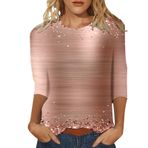 Kanpola üst giyim, kadın, yazlık bluz, tunik, 3D baskılı, kısa kollu, yuvarlak yaka, bol tunik, üst giyim, genç kız spor tişörtü, şık kazak, sweatshirt, gündelik gömlek bluz, Pembe-c, L