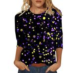Kanpola üst giyim, kadın, yazlık bluz, tunik, 3D baskılı, kısa kollu, yuvarlak yaka, bol tunik, üst giyim, genç kız spor tişörtü, şık kazak, sweatshirt, gündelik gömlek bluz, Sarı-A, 3XL