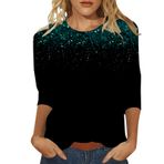 Kanpola üst giyim, kadın, yazlık bluz, tunik, 3D baskılı, kısa kollu, yuvarlak yaka, bol tunik, üst giyim, genç kız spor tişörtü, şık kazak, sweatshirt, gündelik gömlek bluz, Yeşil-b, S