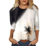Kanpola uzun kollu kadın tişörtü, şık, çiçek baskılı, sweatshirt, basic tişört, tunik, üst, ilkbahar, yaz, yuvarlak yaka, gömlek, bluz, moda, bol, gömlek, üst, Beyaz, XL