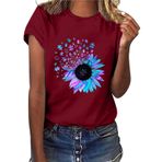 Kanpola V Şarap Kırmızısı Gömlek Tarz Uzun Kısa Kollu Çiçek Baskılı Tunik Yazlık Üst Giyim Yakalı Gündelik A Bluz Tarz Kadın T-shirt