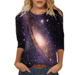 Kanpola yazlık bluz, kadın, hafif, 3/4 kollu, yuvarlak yaka, bluz, tunik, rahat, bol tişört, basic üst giyim, kadın gömleği, bluz, tişört, üst giyim, şık spor tişört, yazlık tişört, Kahverengi-c, M
