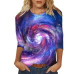 Kanpola yazlık bluz, kadın, hafif, 3/4 kollu, yuvarlak yaka, bluz, tunik, rahat, bol tişört, basic üst giyim, kadın gömleği, bluz, tişört, üst giyim, şık spor tişört, yazlık tişört, Kırmızı., XL
