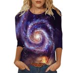 Kanpola yazlık bluz, kadın, hafif, 3/4 kollu, yuvarlak yaka, bluz, tunik, rahat, bol tişört, basic üst giyim, kadın gömleği, bluz, tişört, üst giyim, şık spor tişört, yazlık tişört, Koyu gri-B., M