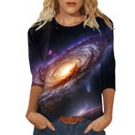 Kanpola yazlık bluz, kadın, hafif, 3/4 kollu, yuvarlak yaka, bluz, tunik, rahat, bol tişört, basic üst giyim, kadın gömleği, bluz, tişört, üst giyim, şık spor tişört, yazlık tişört, Koyu gri., L