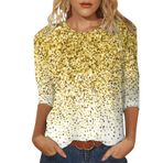 Kanpola yazlık üst giyim, kadın, 3/4 kollu, tunik bluz, tişört, yuvarlak yaka, tişört, 3D baskı, bol bluz, bluz, basic gömlek, tişört, üst, rahat gömlek, yazlık tişört, 1-beyaz, XL