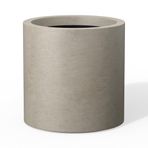 Kante 12.6 "Dia Yuvarlak Beton Saksı, Modern Stil Büyük Silindirik Bitki Saksısı, Drenaj Deliği ve İç Mekan Dış Mekan Veranda için Kauçuk Tapa, Yıpranmış Beton
