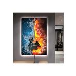 Kanvas Ateş Ve Su Gitar Ledli Tablo 50 X 70