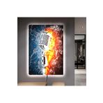 Kanvas Ateş Ve Su Mikrofon Ledli Tablo 90 X 60
