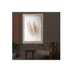 Kanvas Beyaz Arka Planli Altin Buğday Çiçeği Ledli Tablo 90 X 60
