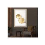 Kanvas Beyaz Arka Planli Altin Kase Modern Ledli Tablo 50 X 70
