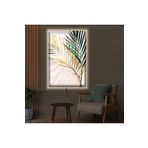 Kanvas Beyaz Arka Planli Altin Ve Yeşil Bitkiler Ledli Tablo 50 X 70
