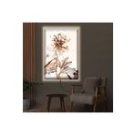 Kanvas Beyaz Arka Planli Altin Yaprakli Altin Çiçek Ledli Tablo 50 X 70