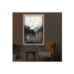 Kanvas Beyaz Arka Planli Beyaz Uçan Leylek Ledli Tablo 90 X 60