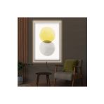 Kanvas Beyaz Arka Planli Gri Ve Altin Dolunay Modern Ledli Tablo 70 X 100
