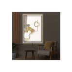 Kanvas Beyaz Arka Planli Gri Ve Altin Modern Ledli Tablo 50 X 70