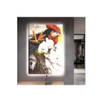 Kanvas Beyaz Arka Planli Horoz Ve Kadin Ledli Tablo 50 X 70