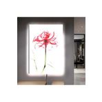 Kanvas Beyaz Arka Planli Kolaj Çizim Pembe Çiçek Ledli Tablo 90 X 60