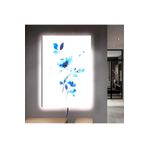 Kanvas Beyaz Arka Planli Mavi Çiçekler Ledli Tablo 90 X 60 ZVHRKNVSLK56B90X60