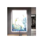 Kanvas Beyaz Arka Planli Mavi Çiçekler Ve Beyaz Leylek Ledli Tablo 90 X 60