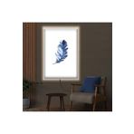Kanvas Beyaz Arka Planli Mavi Kuş Tüyü Ledli Tablo 50 X 70