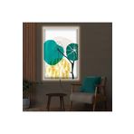Kanvas Beyaz Arka Planli Mavi Ve Altin Bitkiler Ledli Tablo 70 X 100