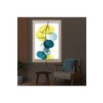 Kanvas Beyaz Arka Planli Mavi Ve Sari Şekiller Modern Ledli Tablo 50 X 70