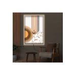 Kanvas Beyaz Arka Planli Soyut Desenli Modern Ledli Tablo 70 X 100
