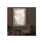 Kanvas Beyaz Bitkiler Ledli Tablo 50 X 70