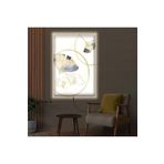 Kanvas Beyaz Üzeri Altin Çizgiler Ve Renkli Çiçekler Modern Ledli Tablo 70 X 100