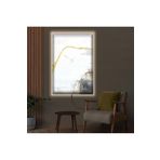 Kanvas Beyaz Üzeri Altin Çizgiler Ve Soyut Desenli Modern Ledli Tablo 90 X 60