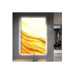 Kanvas Beyaz Üzeri Altin Kum Desenli Ledli Tablo 50 X 70