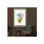 Kanvas Beyaz Üzeri Altin Pembe Ve Mavi Soyut Desenli Modern Ledli Tablo 90 X 60