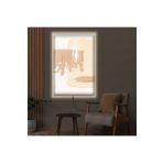 Kanvas Beyaz Üzeri Krem Soyut Desenli Modern Ledli Tablo 90 X 60
