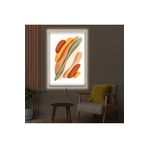 Kanvas Beyaz Üzeri Renkli Soyut Şekiller Modern Ledli Tablo 90 X 60