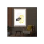 Kanvas Beyaz Üzeri Soyut Desen Ve Çiçek Ledli Tablo 90 X 60