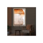 Kanvas Beyaz Üzeri Soyut Şekiller Ve Bitki Modern Ledli Tablo 90 X 60