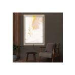 Kanvas Beyaz Ve Altin Soyut Desenli Ledli Tablo 90 X 60