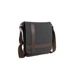 Kanvas Çapraz Çanta 26x29x7 cm, Kapaklı Messenger Omuz Çantası, Ön ve Arka Fermuarlı Cepli, Telefon/Not Defteri Hızlı Erişim Gözü, Ayarlanabilir Askılı Postacı Çantası (Füme)